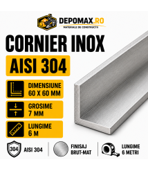 Cornier inox AISI 304, 60 x 60 x 7 mm, 6 metri